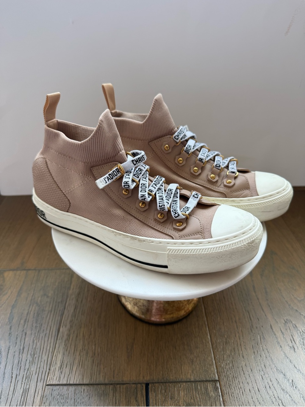 Christian Dior Walk’n’Dior Nude Knit High-Top Sneakers